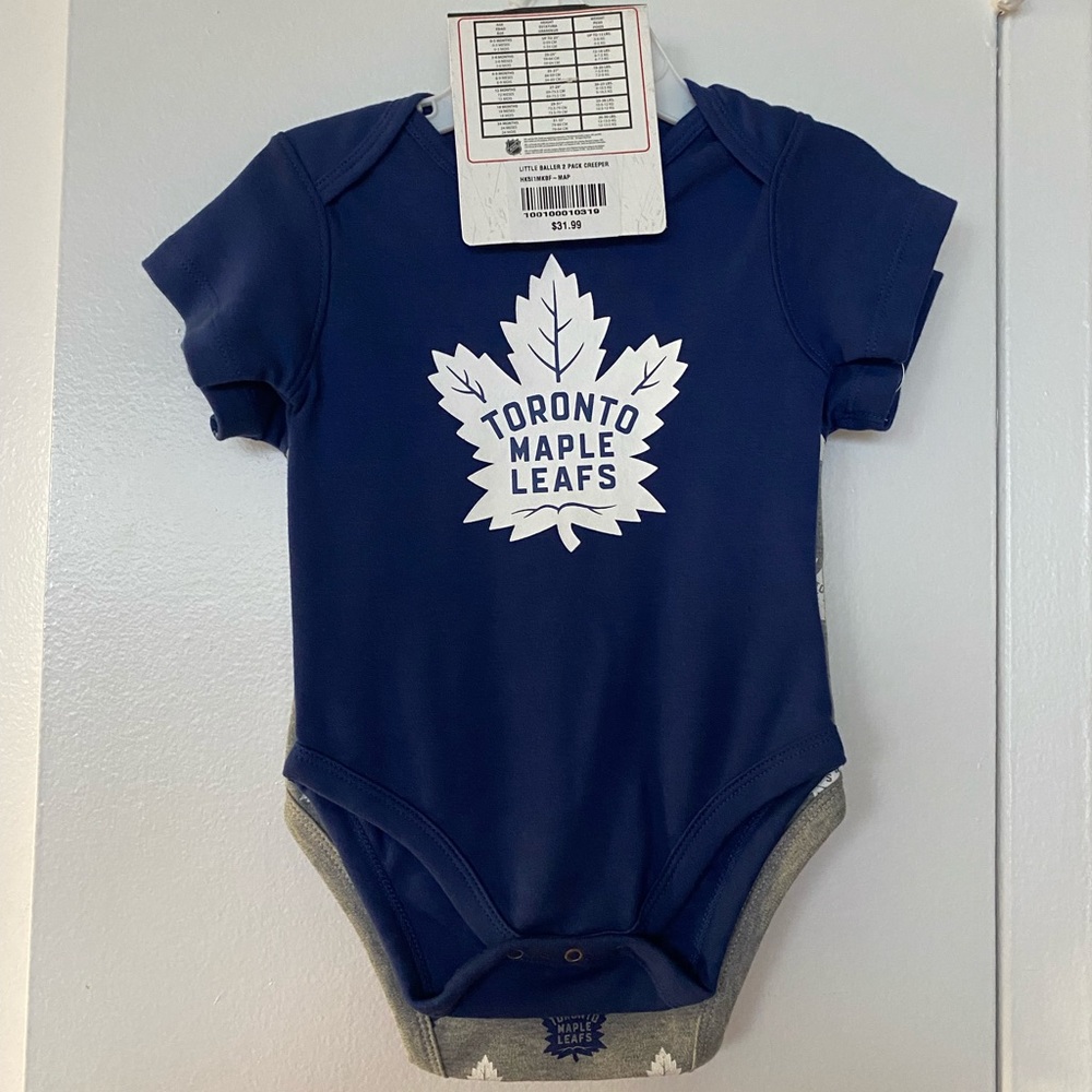 2 baby onesies! Toronto Maple Leafs. Never worn!